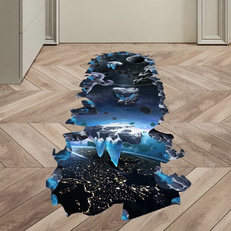 Creative modern graphic design self adhesive pvc 5d floor sticker decals for bathroom office decor