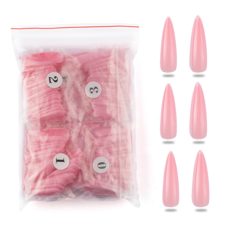 New style ABS 500Piece bag solid color extended kiss press on nails nail full stick point  False nail patch