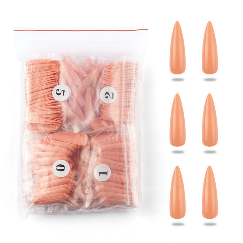 New style ABS 500Piece bag solid color extended kiss press on nails nail full stick point  False nail patch