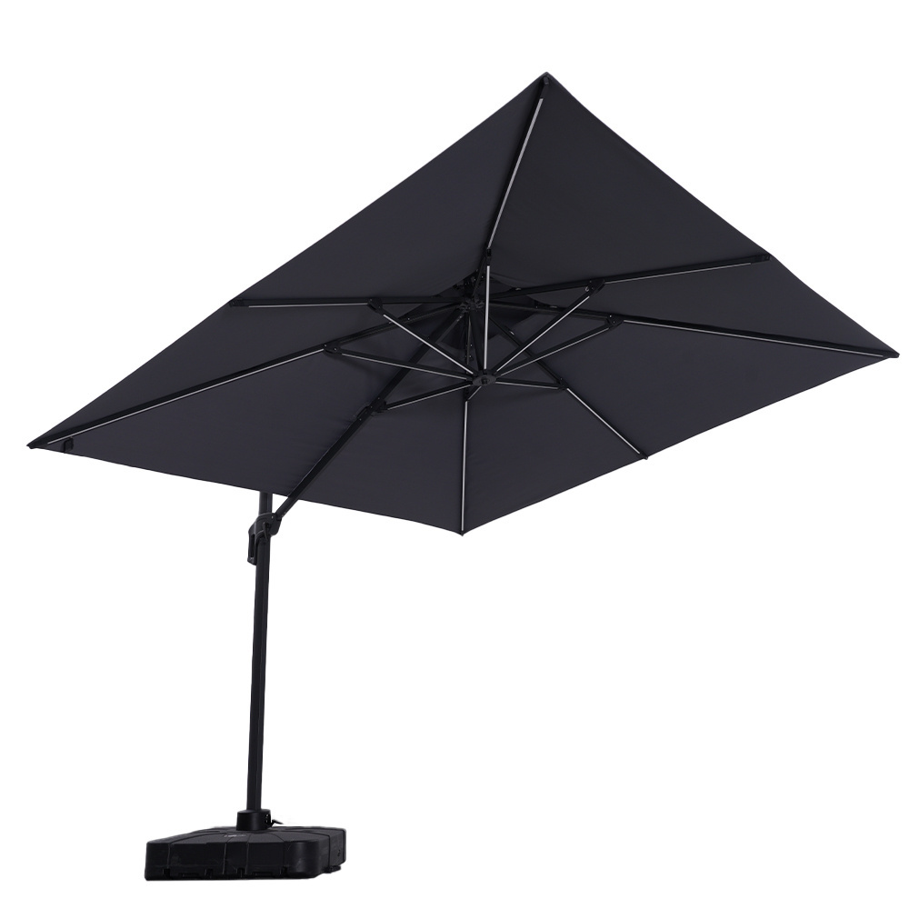 cantilever led large patio garden solar umbrella with lights