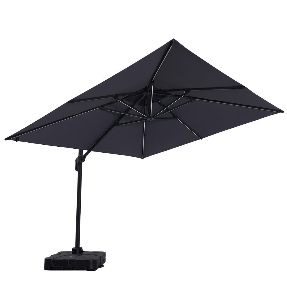 cantilever led large patio garden solar umbrella with lights