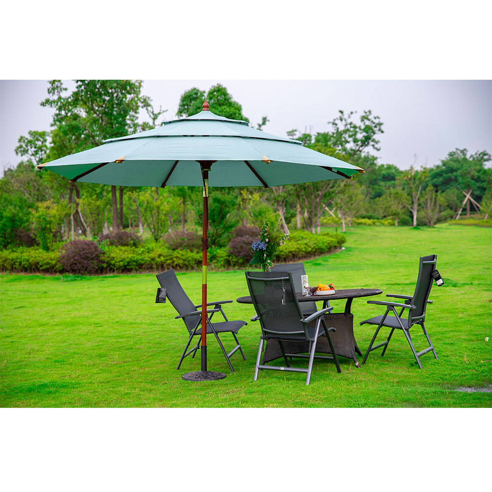 New Trendy Wood Parasol Park Hotel Patio Resort Outdoor Umbrella