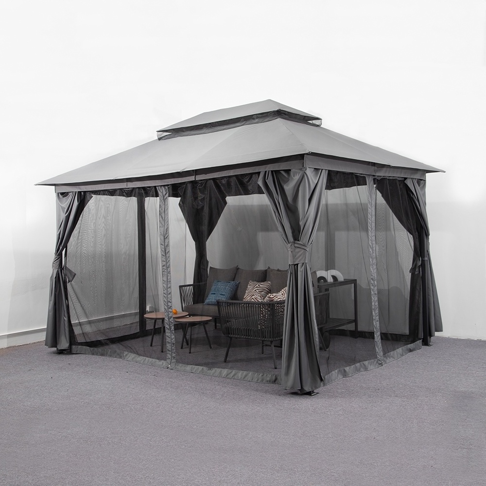 Luxury Morden Outdoor Backyard Patio Shade Canopy Pavilion With 4-side Mosquito Netting Gazebo