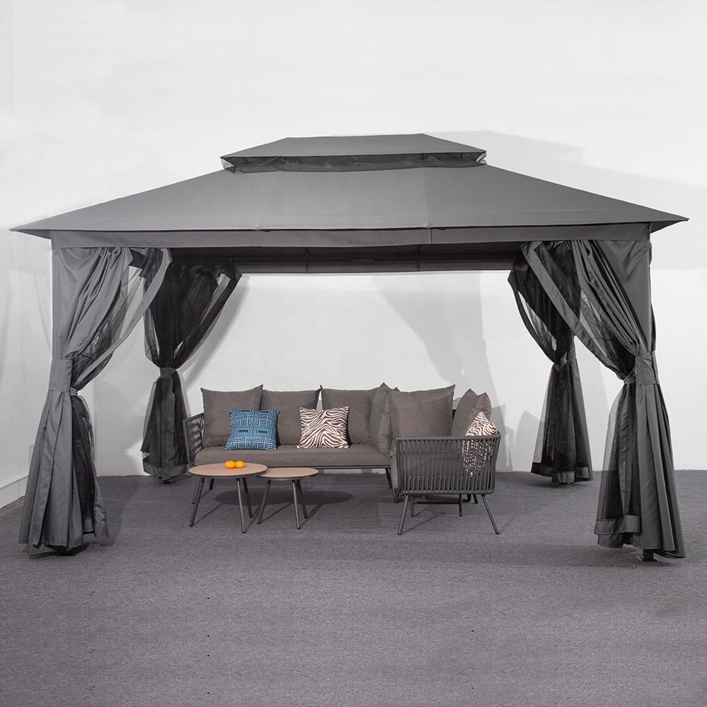 Luxury Morden Outdoor Backyard Patio Shade Canopy Pavilion With 4-side Mosquito Netting Gazebo