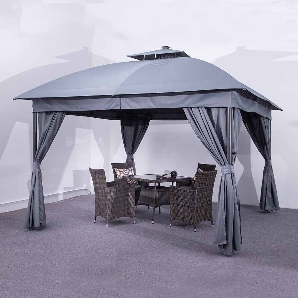 Outdoor Garden Yard Aluminum Frame Sun Canopy Protection Gazebo With Mosquito Netting Gazebo