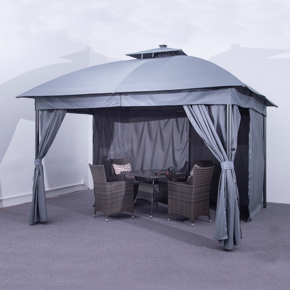 Outdoor Garden Yard Aluminum Frame Sun Canopy Protection Gazebo With Mosquito Netting Gazebo