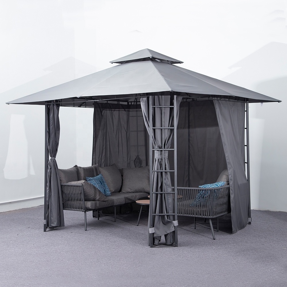 Modern Outdoor Furniture Garden Patio Tent Steel Frame Pavilion With Mosquito Netting Gazebo