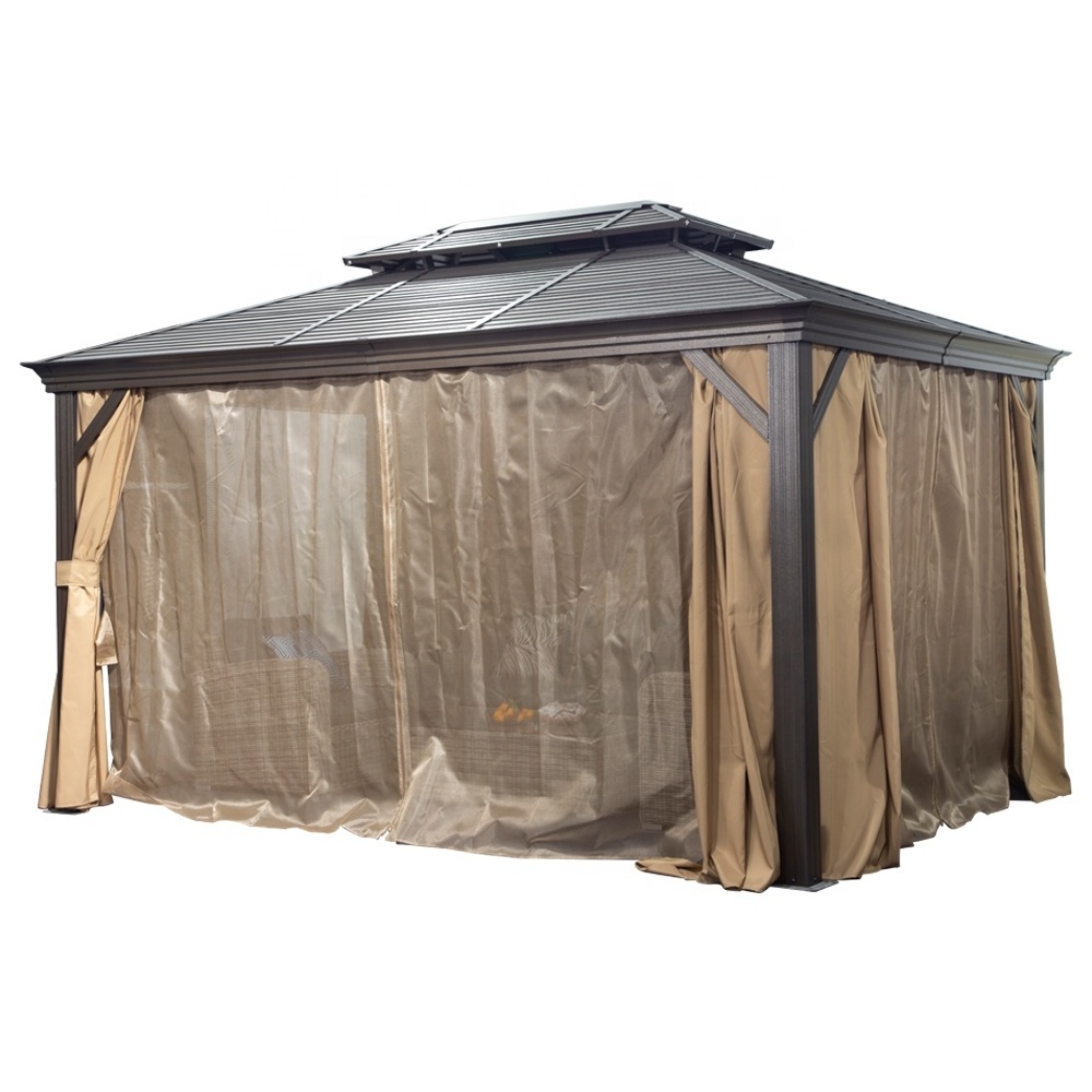 Steel Frame Gazebo Outdoor 4x4 Gazebo with Privacy Curtains Netting