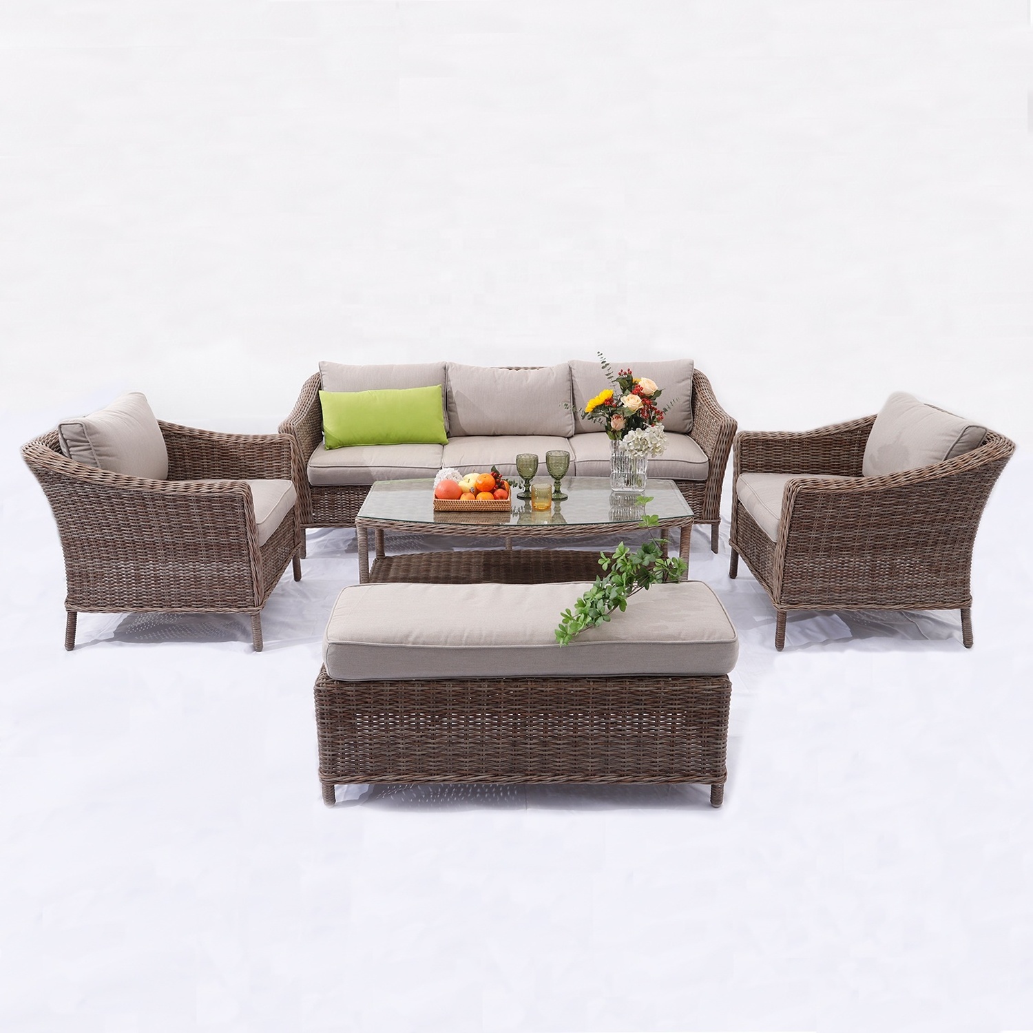 5 pieces wicker garden outdoor restaurant furniture china outdoor garden set sofa set