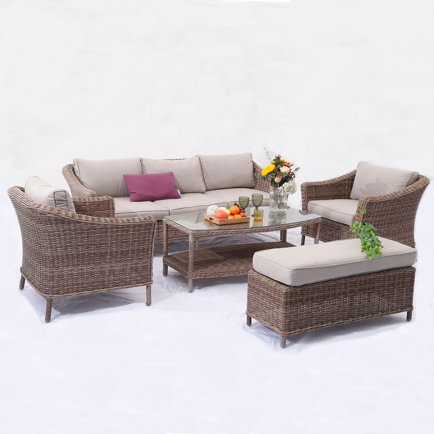 5 pieces wicker garden outdoor restaurant furniture china outdoor garden set sofa set