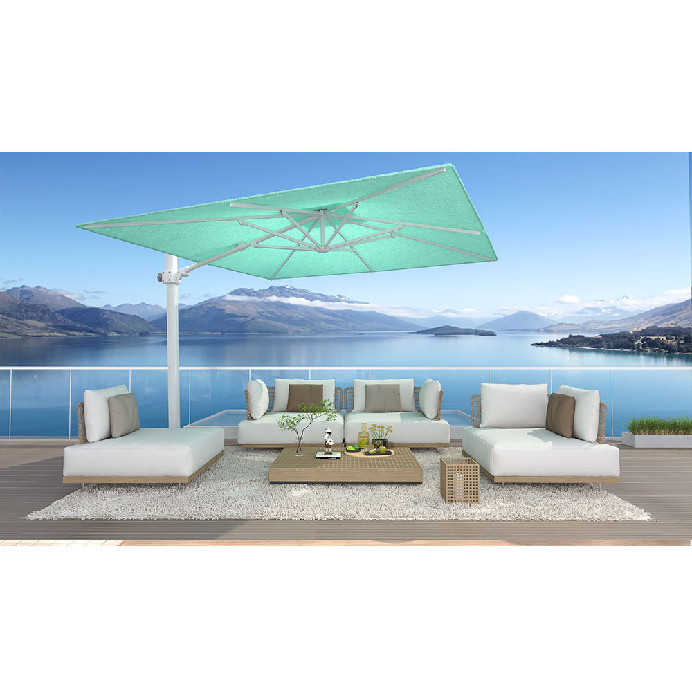 MIA 3m High-end Custom Square Outdoor Garden Parasols Patio Cantilever Umbrellas with Solar Lights for Hotel