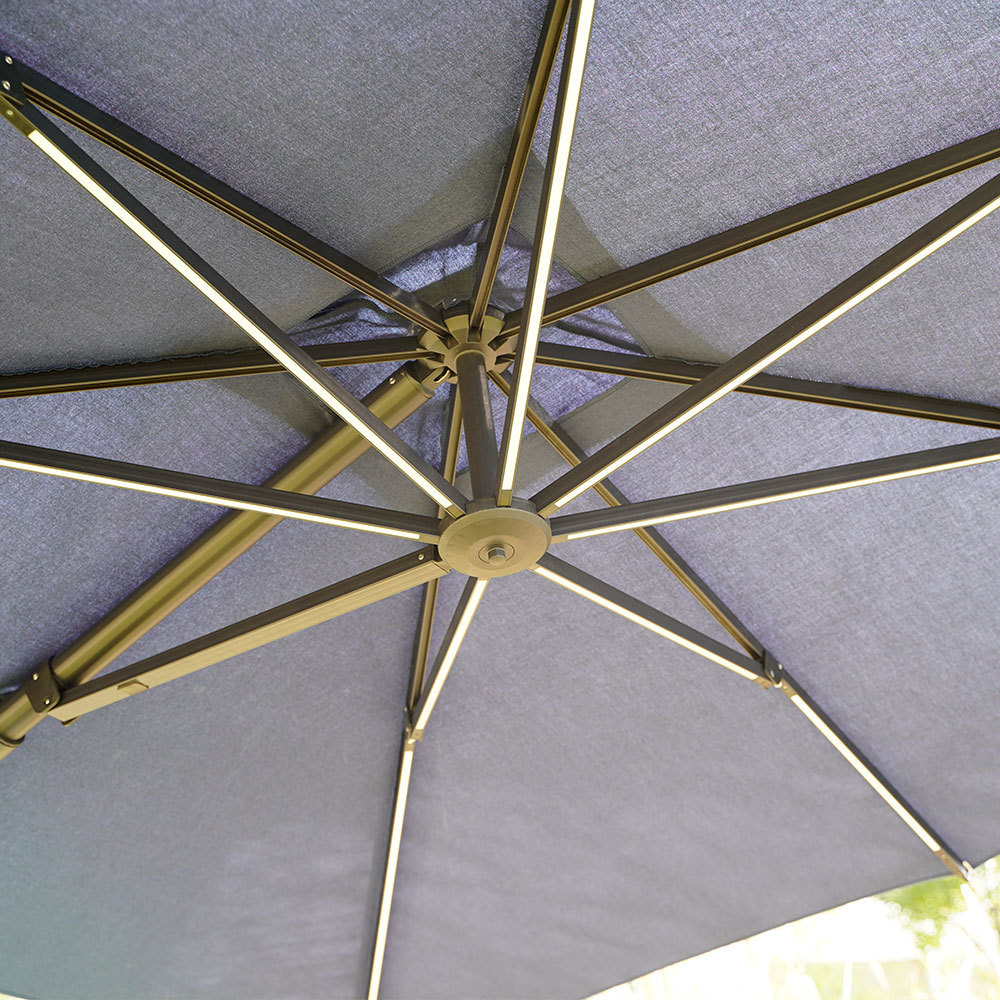 Luxury Big Size Parasol 3m Custom Outdoor Umbrella Patio Aluminum Cantilever Umbrella with Led Lights