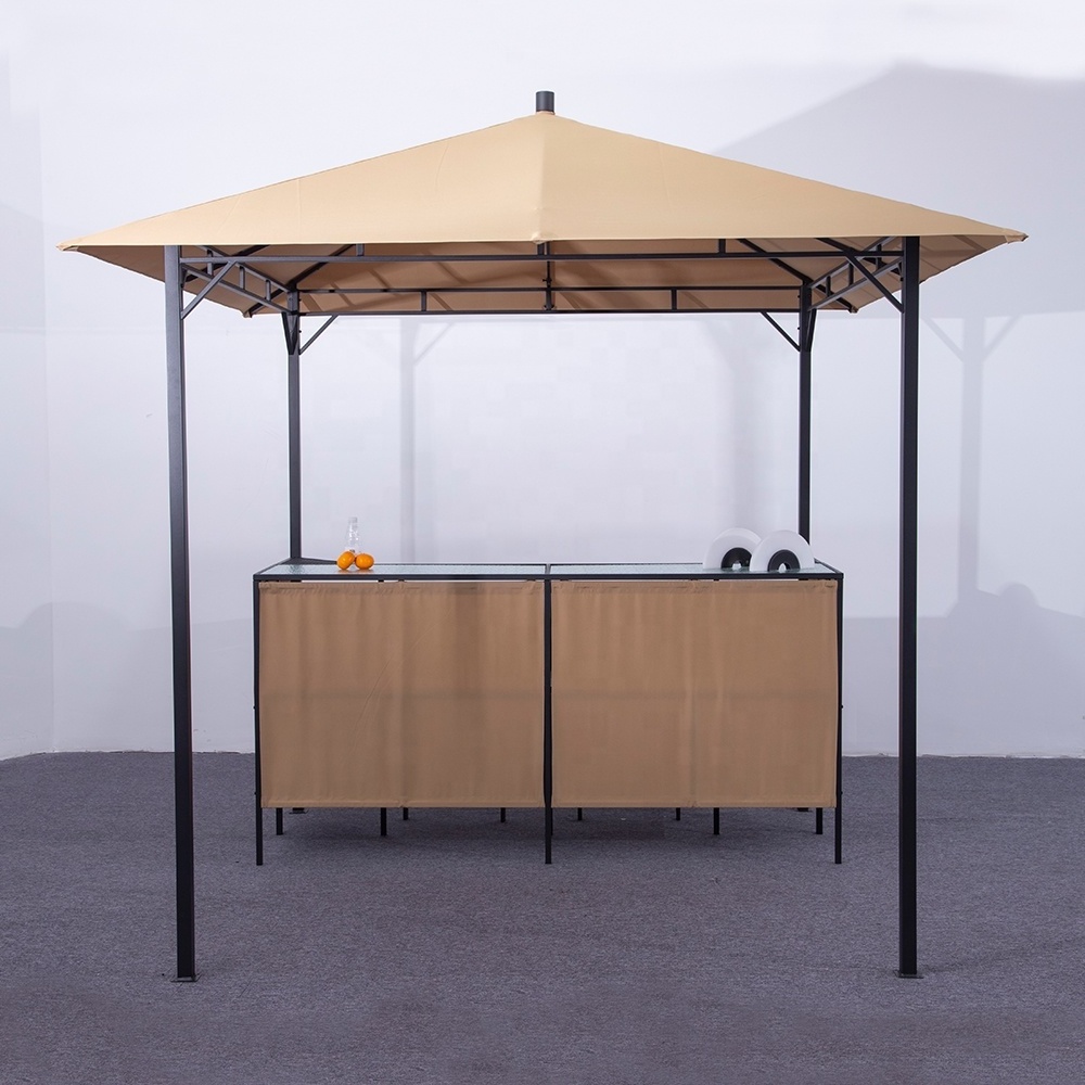 Steel Gazebo Party Pavilion  4x4 Gazebo with Glass Table and Bar Chair