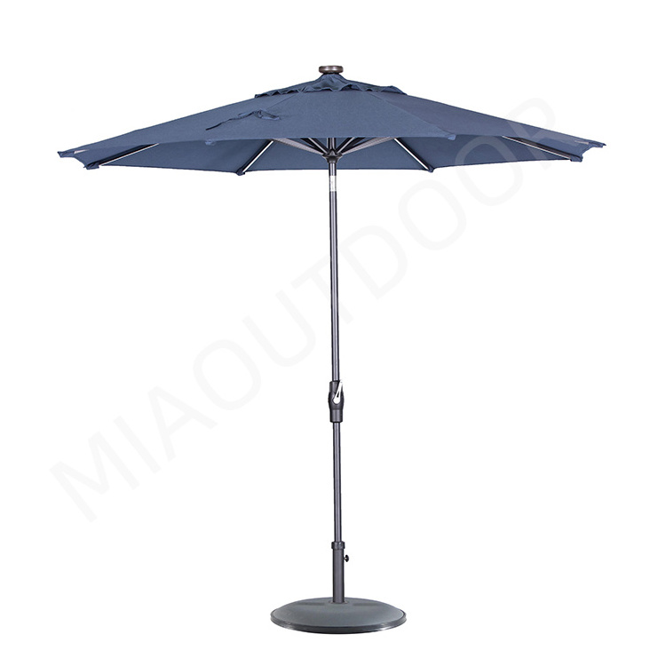 Mia solar beach patio parasol aluminum outdoor garden led sun crank pool umbrella