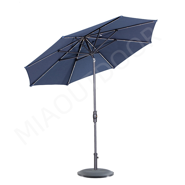 Mia solar beach patio parasol aluminum outdoor garden led sun crank pool umbrella