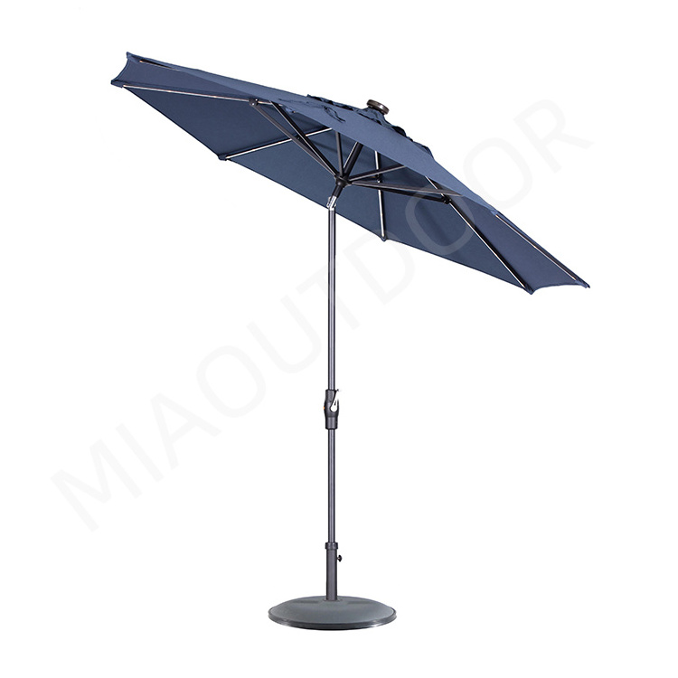 Mia solar beach patio parasol aluminum outdoor garden led sun crank pool umbrella