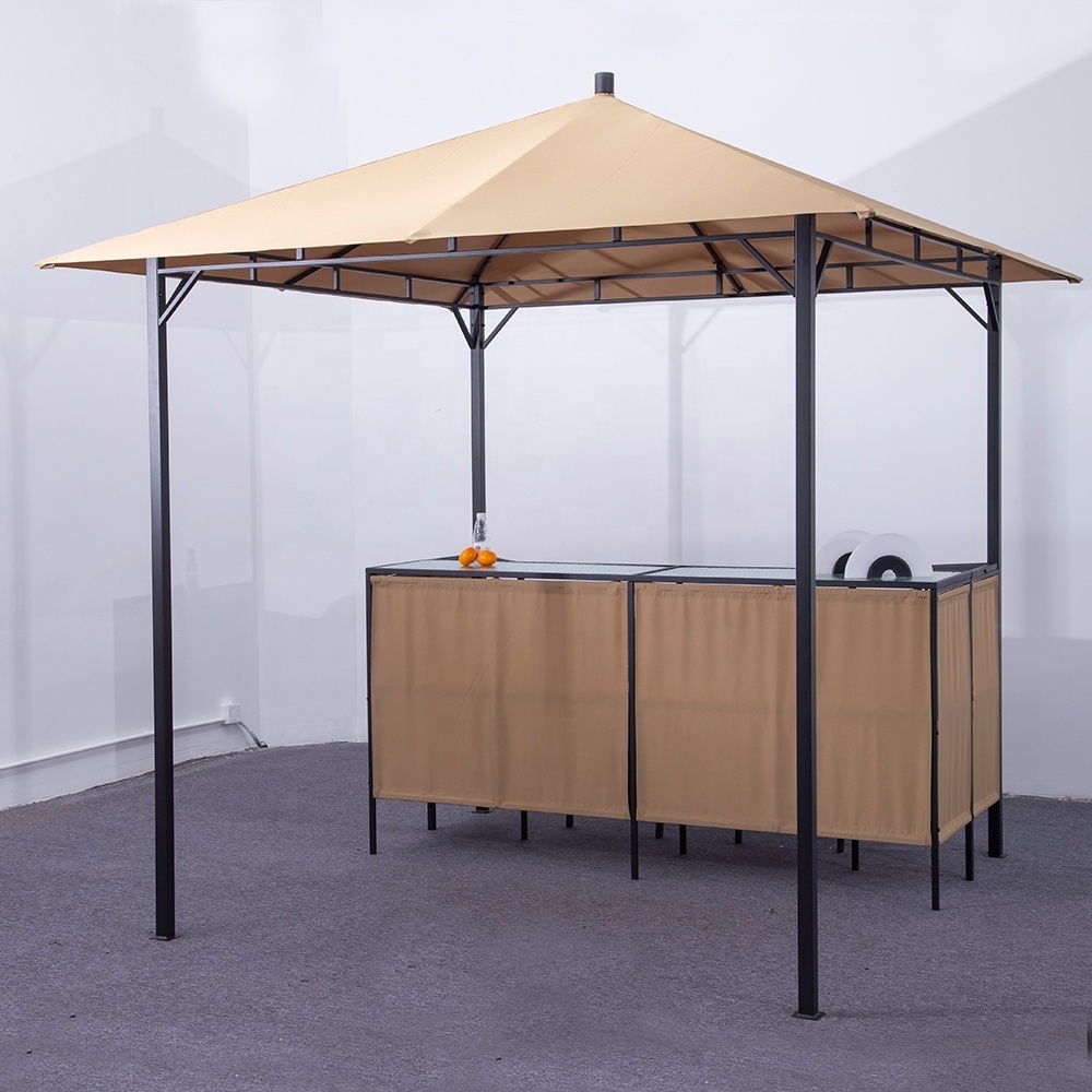 Steel Gazebo Party Pavilion  4x4 Gazebo with Glass Table and Bar Chair