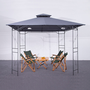 New Design Outdoor Patio Park Party Sunshade Metal Leaf Flowers Steel  Double Roof Steel Gazebo