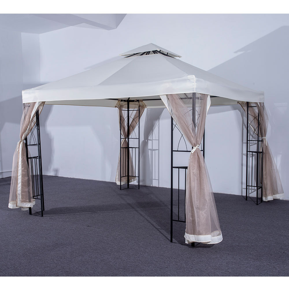 MIA Outdoor Waterproof Steel Frame Pavilion Garden Gazebo with Mosquito Net Windproof Curtain