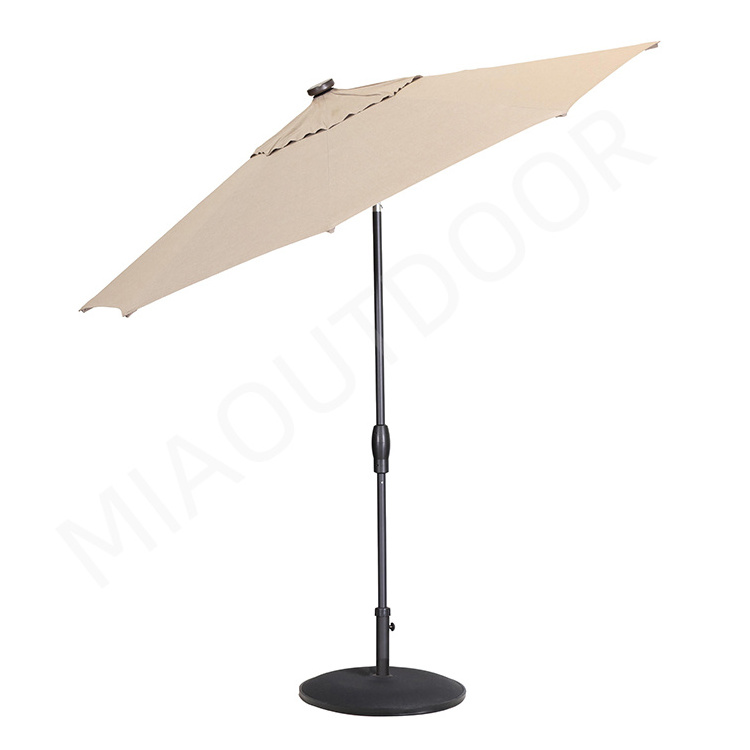 MIA auto-tilt crank outdoor solar led patio garden fiberglass umbrella with led light