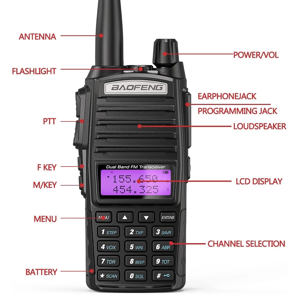 Baofeng UV-82 Dual Band ham woki toki two way radio 5W 8w uv 82 VHF UHF High Power UV82 handheld vox Walkie Talkie