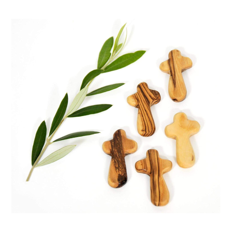 Olive Wood Clinging Cross, Comfort Holding Wooden Cross