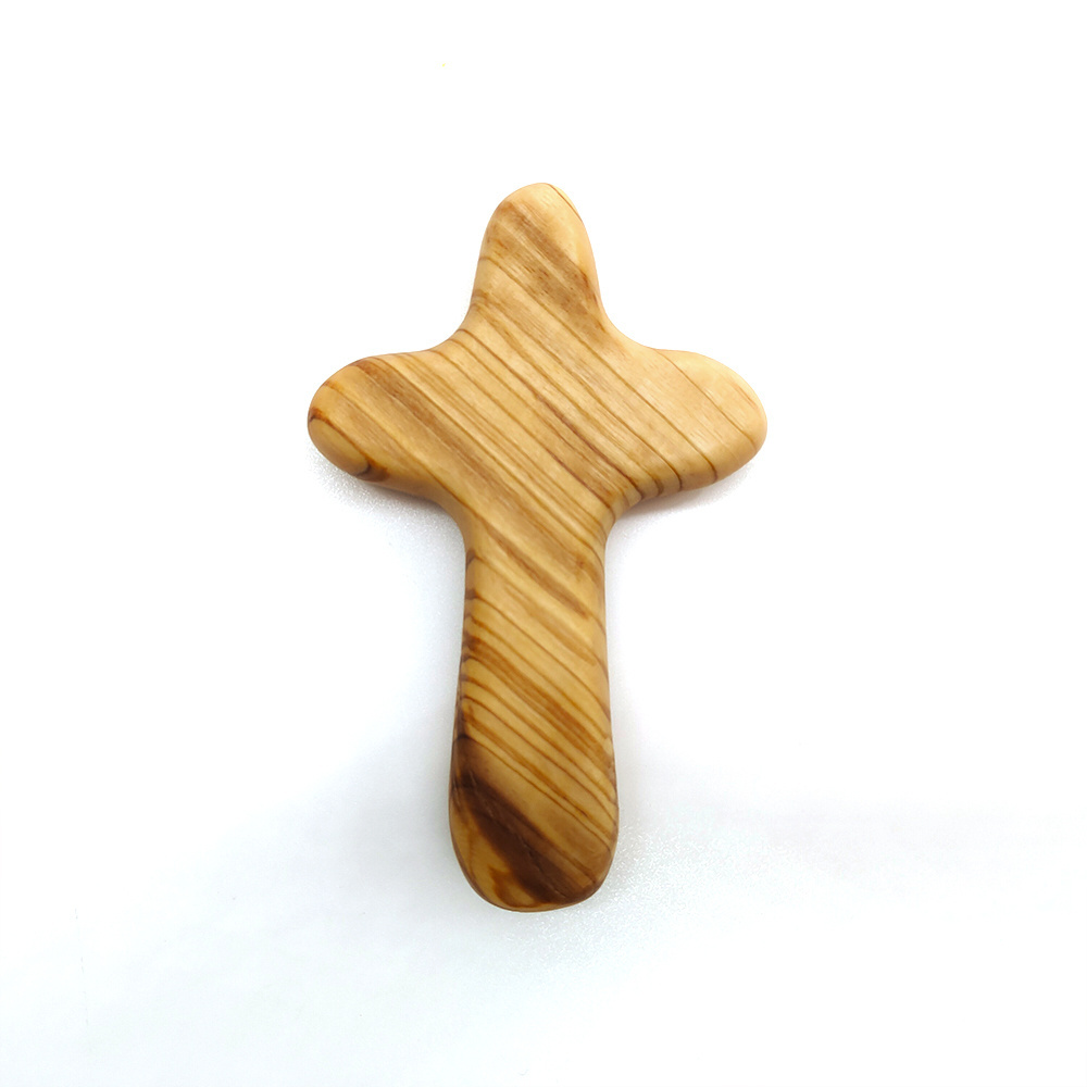 Olive Wood Clinging Cross, Comfort Holding Wooden Cross