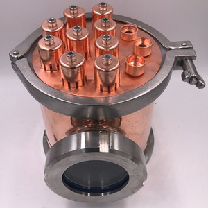 Stainless Copper tee with sight glass copper bubble plate distillation column