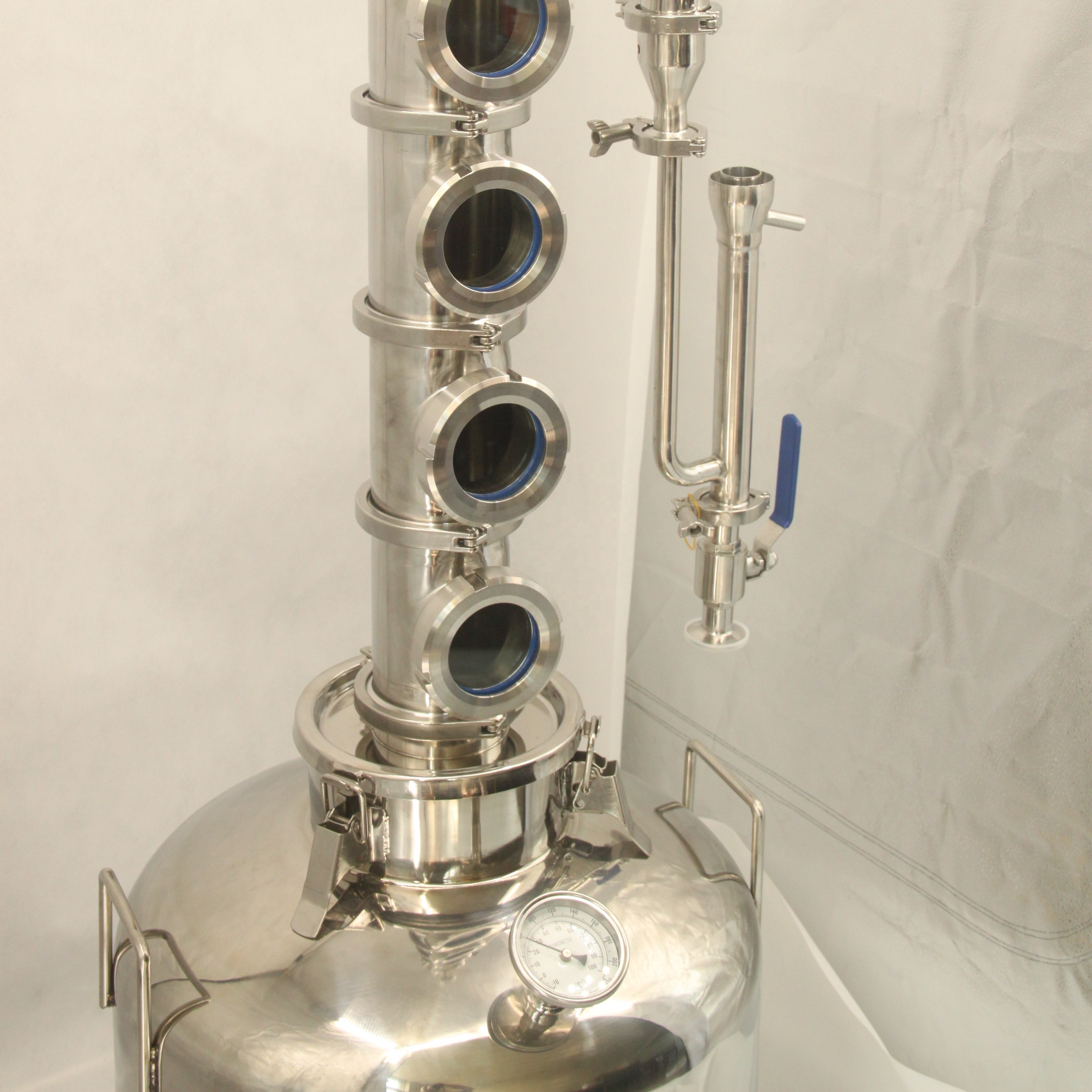 100L  Stainless Steel single layer with 3 inch reflux column  Milk /distill Mixing Tank/Can/Boilers