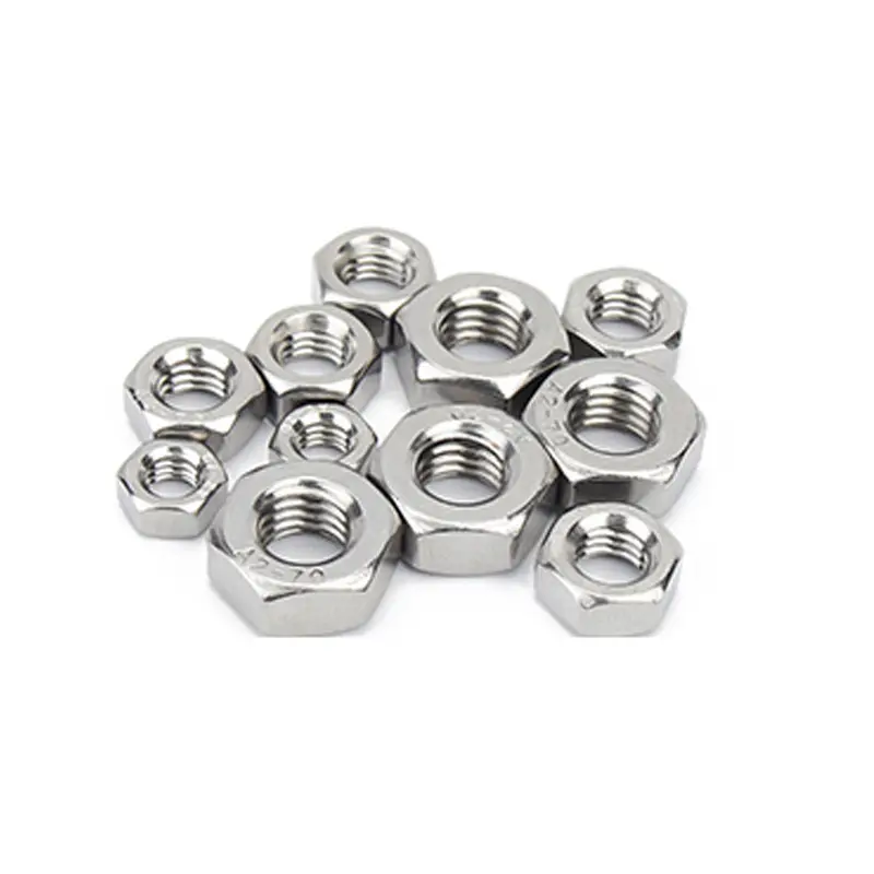 Custom Different Types Stainless Steel Metal Building Materials Nut 303 304 316 Hexagon Hex Nut DIN 934 Standard Hex Lock Nut