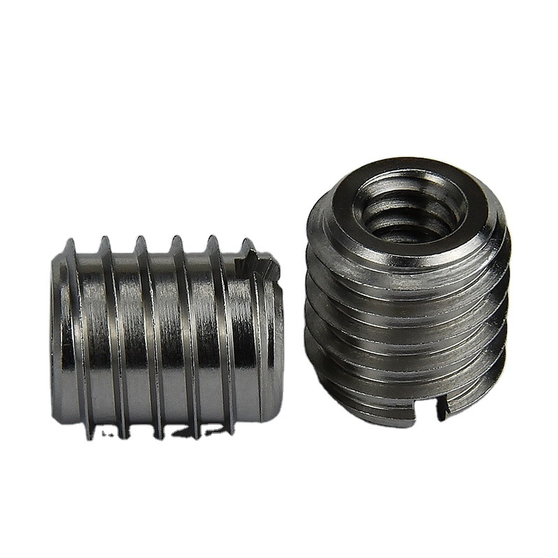 Slotted thread Insert nut 303 stainless steel screw sleeve bushing Internal and external self tapping Insert  for wood