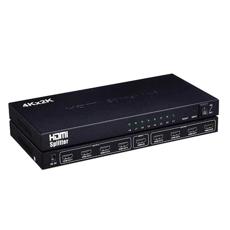 4K 1080p video splitters 8 ports hd-mi display splitter HDCP 1.4 EDID 1x8 hd-mi splitter 4k