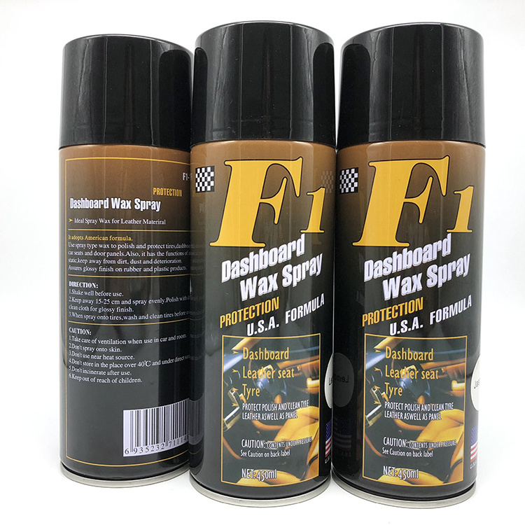 F1 Dashboard Wax 400ml 450ml Polishing Cleaning Spray Aerosol for Car Leather Tyre Tire