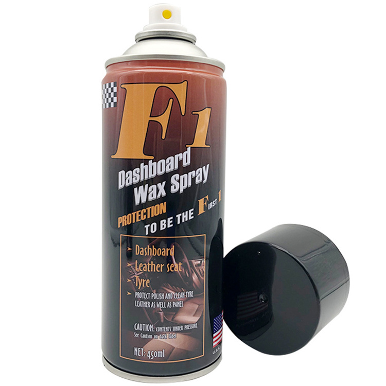 F1 Dashboard Wax 400ml 450ml Polishing Cleaning Spray Aerosol for Car Leather Tyre Tire