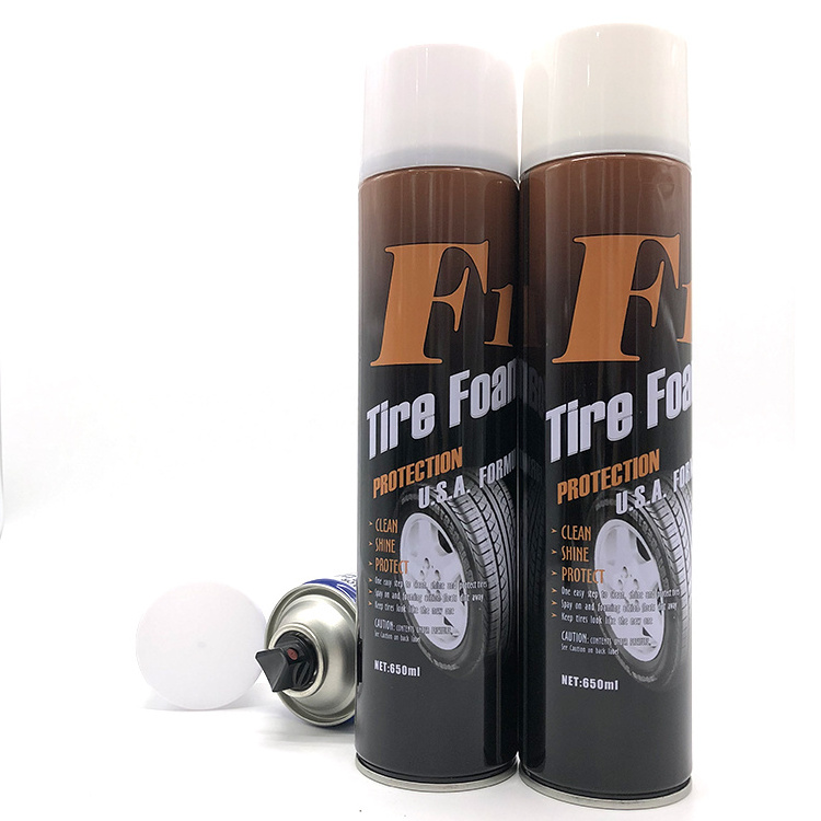 High gloss car care aerosol foam water based tire shine and wheel cleaner tyre polish spray