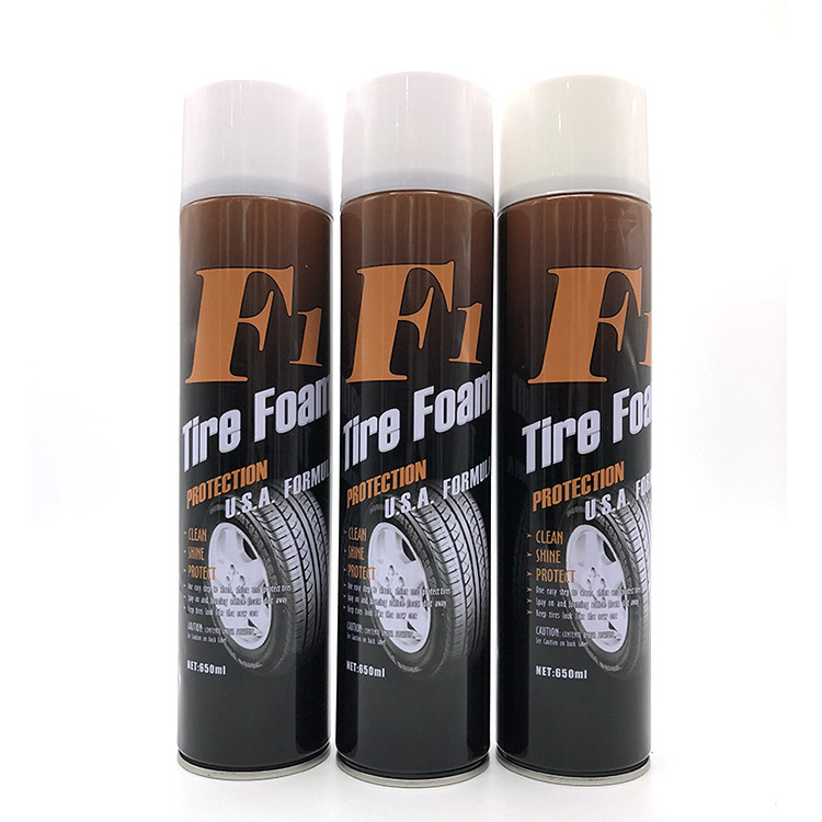 High gloss car care aerosol foam water based tire shine and wheel cleaner tyre polish spray