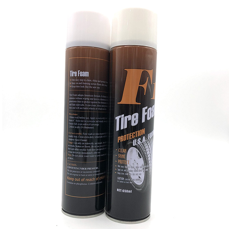 High gloss car care aerosol foam water based tire shine and wheel cleaner tyre polish spray