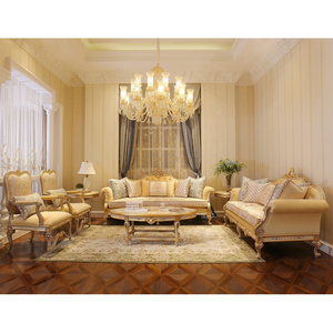 Luxurious master design solid wood sitting room furniture living room Italy fabric sofa