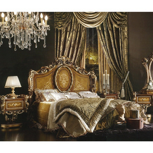 Palace royal baroque classic design wooden king size bed