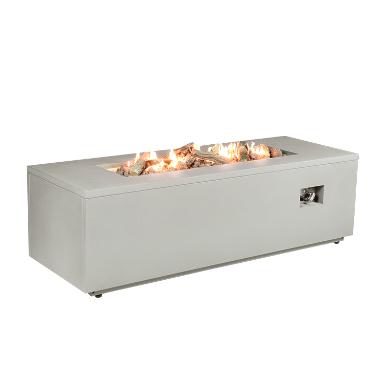 Retangular concrete like metal  gas fireplace outdoor heating luxury modern style