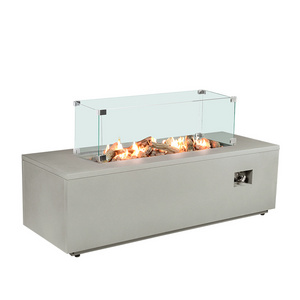 Retangular concrete like metal  gas fireplace outdoor heating luxury modern style