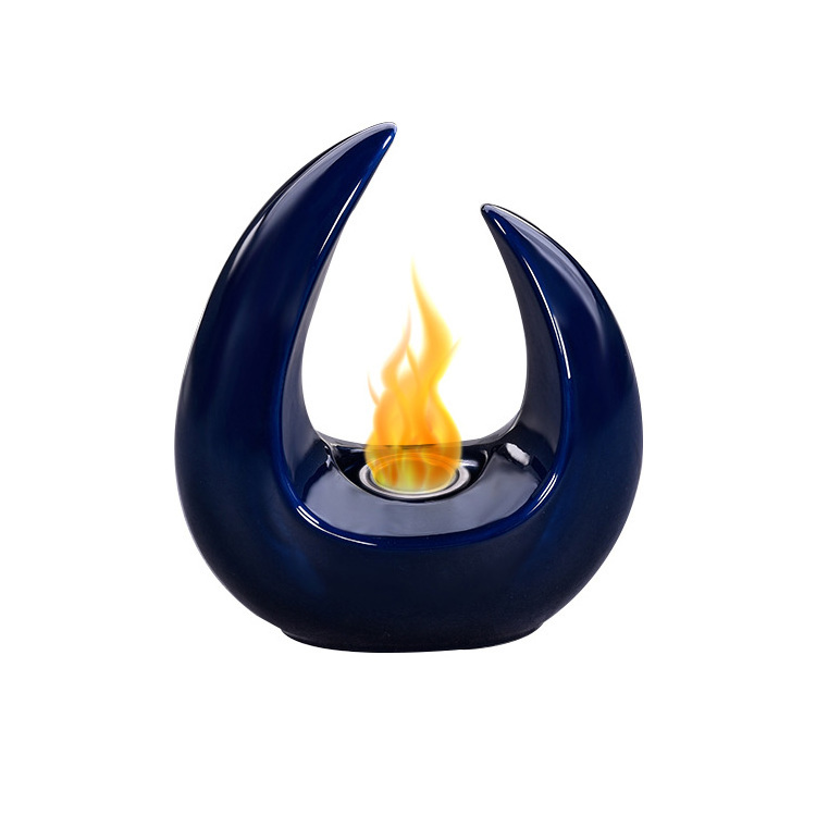 Horn shaped modern ethanol fire place on table top