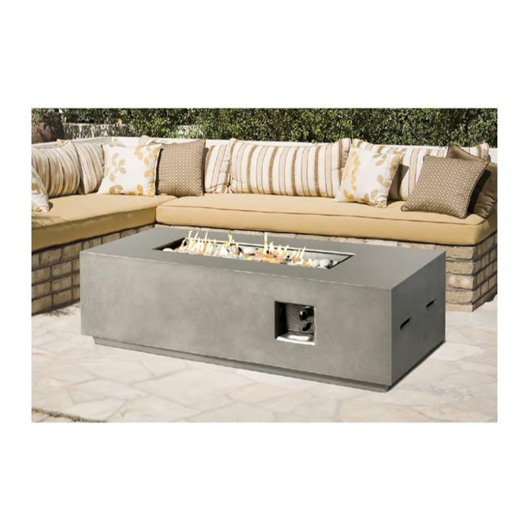 Retangular concrete like metal  gas fireplace outdoor heating luxury modern style