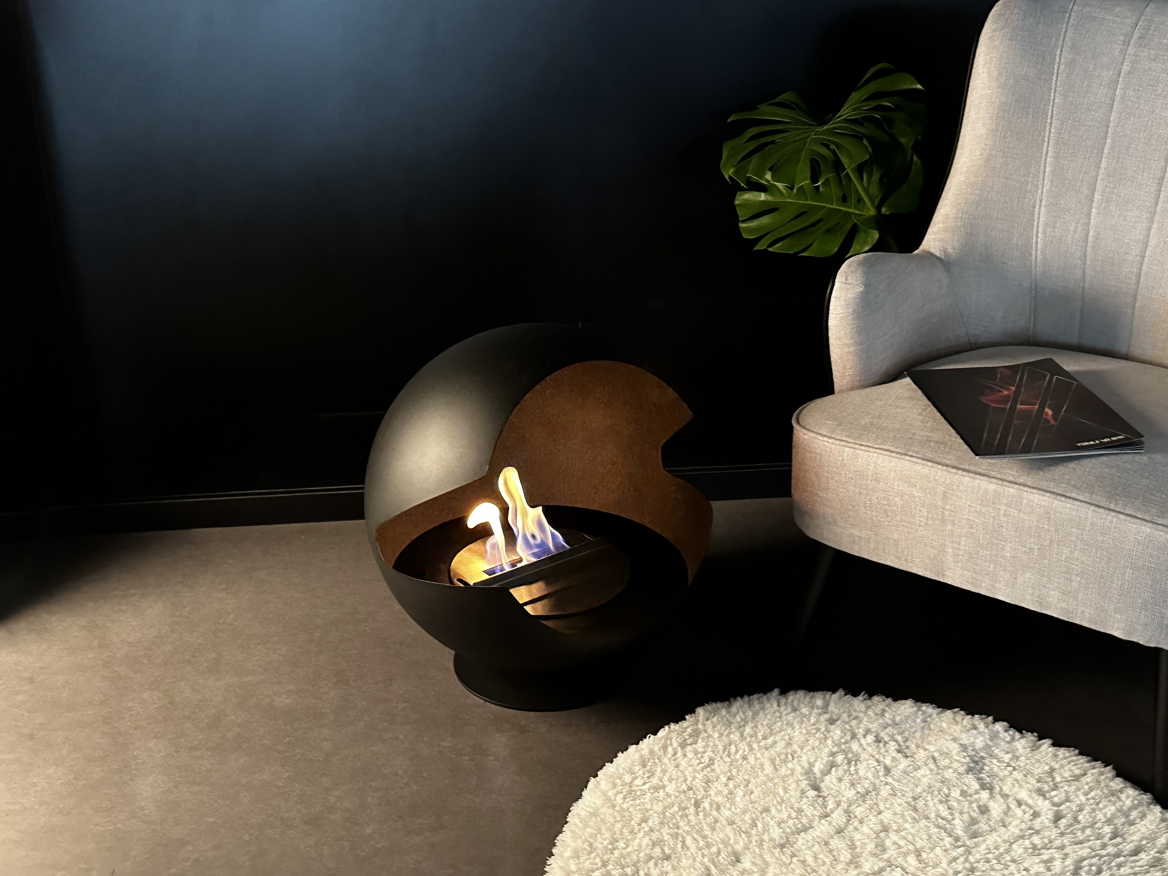 Modern design indoor real fire  ethanol fireplace