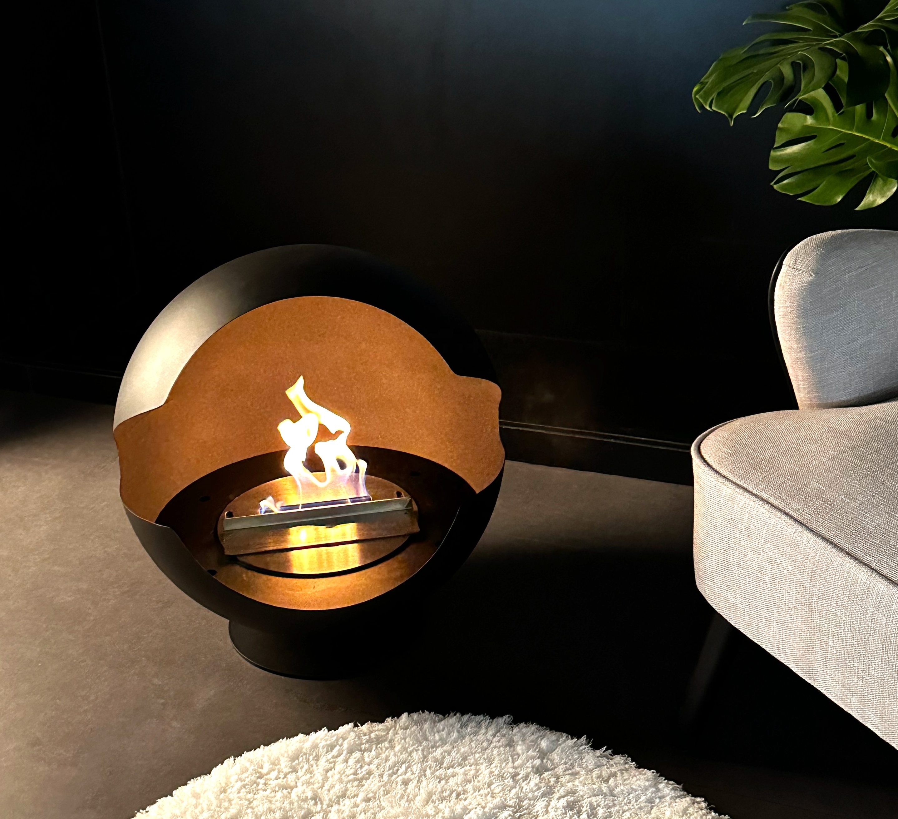 Modern design indoor real fire  ethanol fireplace