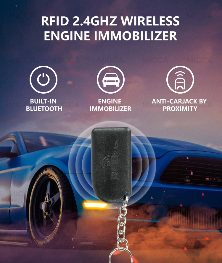 Auto Buzzer Car Alarm System Engine Rfid Lock Ignition One Way Alarm Remote Anti-Theft Car Immobilizer