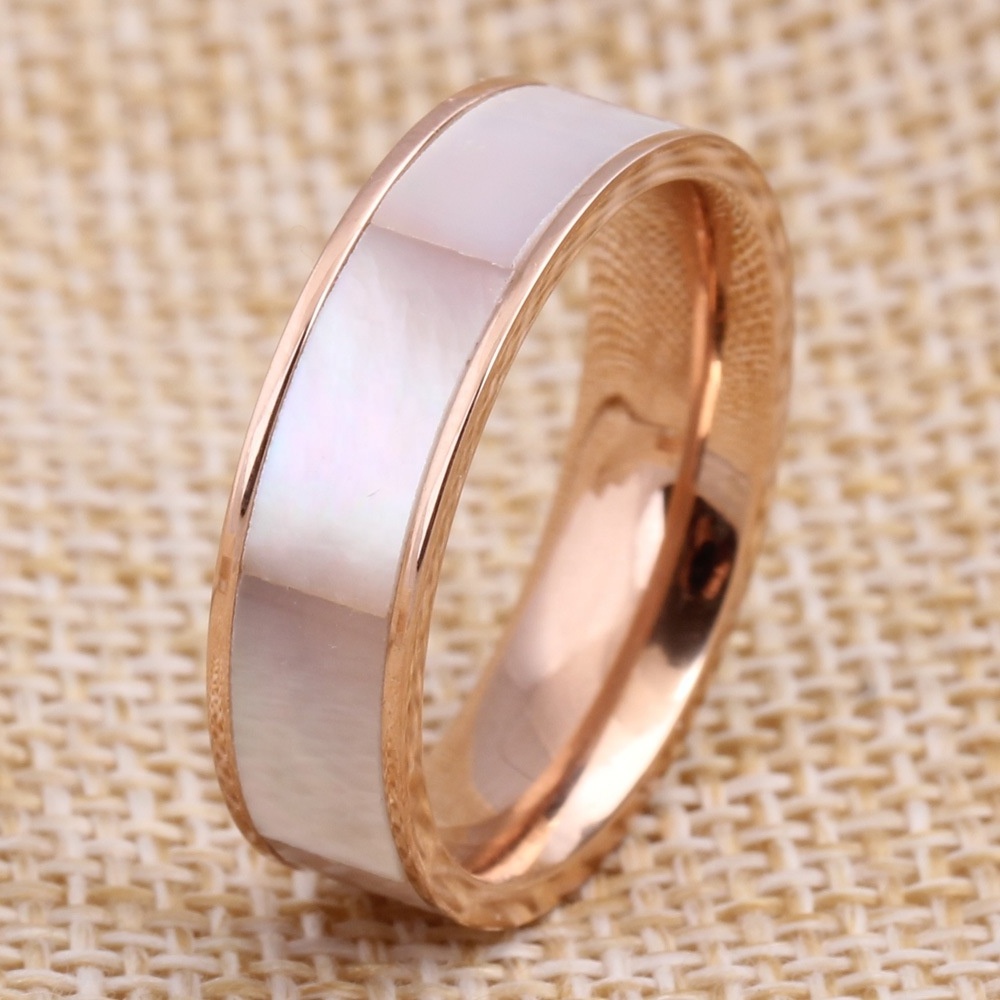 18K Gold Stainless Steel Women's Jewelry Silver Gold Rose Gold Color Natural Shell Rings for Women