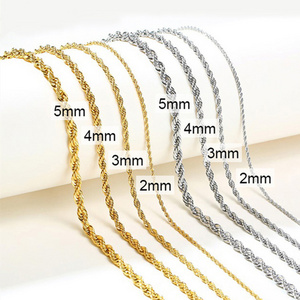 Wholesale Custom 14k 18k Gold Plated Filled Chain Necklace Bulk Stainless Steel Twisted Gold Rope Chain for Men Jewelry Making