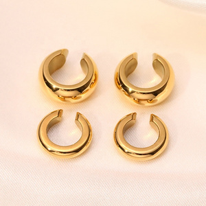 Non Pierced Cuff Earring Ear ring For Women Stainless Steel Jewelry 18K Gold Plated No Piercing Ear Hole Cuff Clip On Earrings