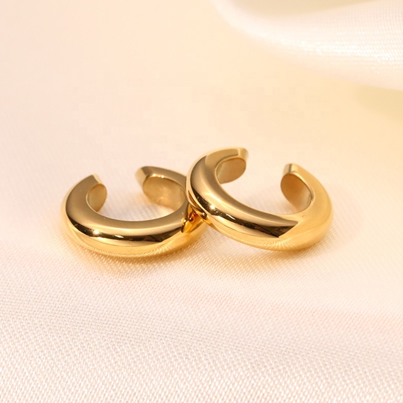 Non Pierced Cuff Earring Ear ring For Women Stainless Steel Jewelry 18K Gold Plated No Piercing Ear Hole Cuff Clip On Earrings